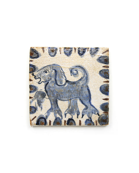 Little Blue Tapestry Dog II (Handmade Tile)