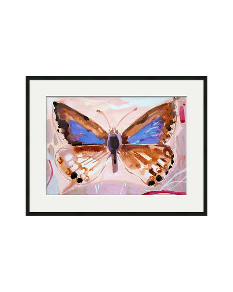 Long Tailed Blue Butterfly (Original Framed Painting)