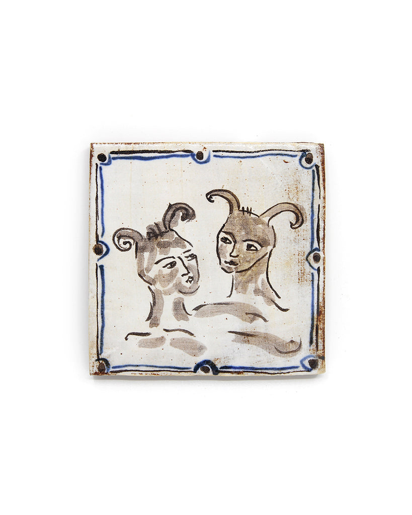 Medieval Bathers (Handmade Tile)