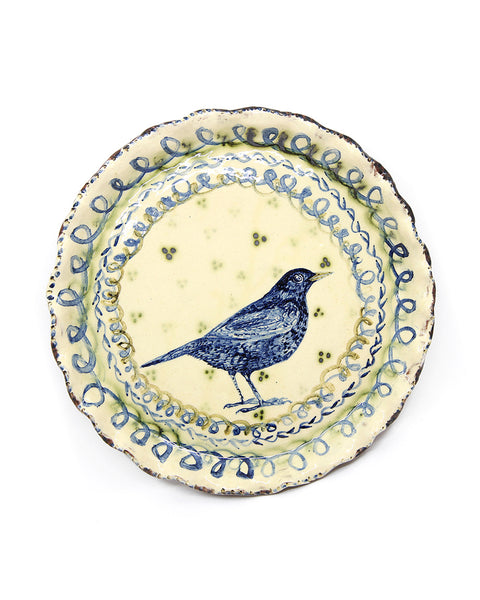 Pensive Blackbird (Large Handmade Plate)