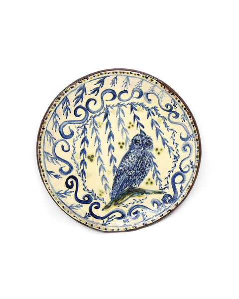 Perched Owl & Foliage (Handmade Plate)
