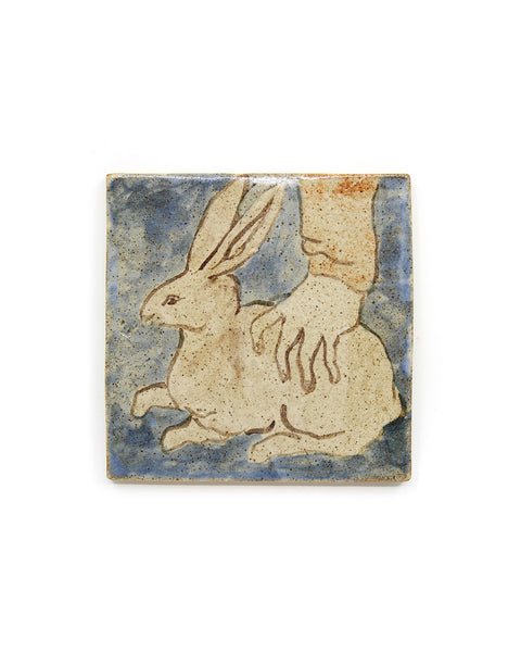 Rabbit grab! (Handmade Tile)