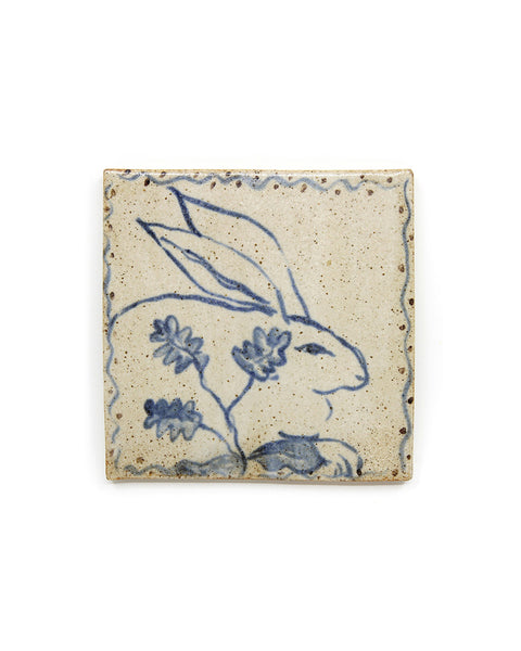 Rabbit in the Undergrowth (Handmade Tile)