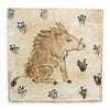 Resting Boar with Flowers (Handmade Tile)