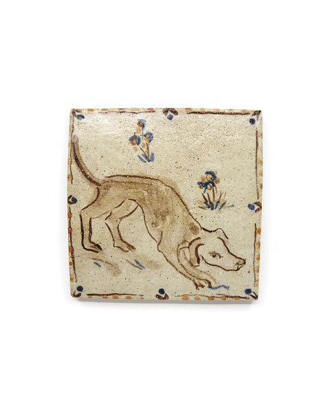 Scent Hound in Flowers (Handmade Tile)