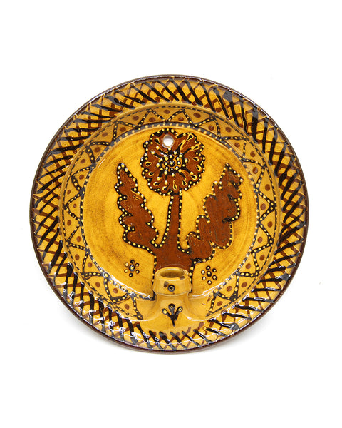 Slipware Candle Sconce (Medieval Flower)