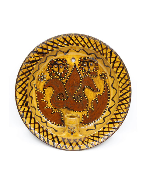 Slipware Candle Sconce (Lions in Tulip)