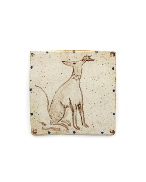 Seated Hound (Handmade Tile)