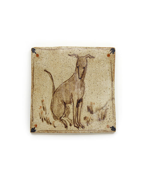 Seated Hound (Handmade Tile)