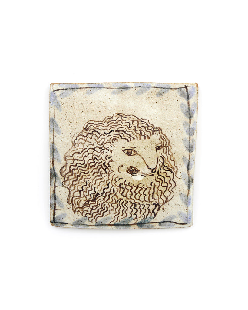 Snarling Tapestry Lion II (Handmade Tile)