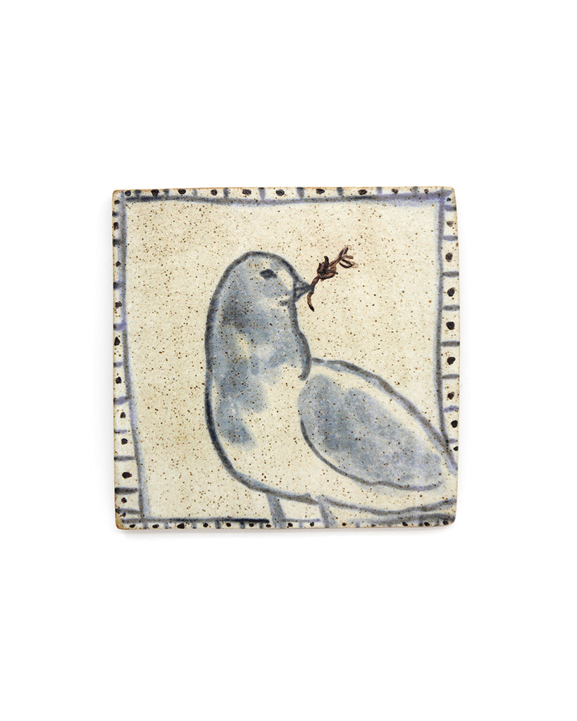 Tapestry Blue Woodland Bird (with twigs) (Handmade Tile)