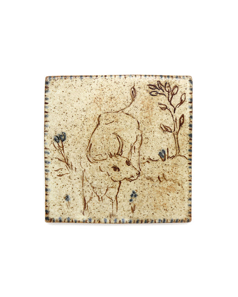 Tapestry Cow II (Handmade Tile)