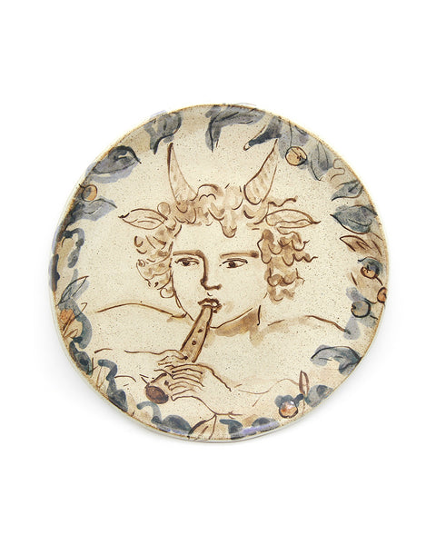 Tapestry Faun Playing a Pipe (Handmade Plate)