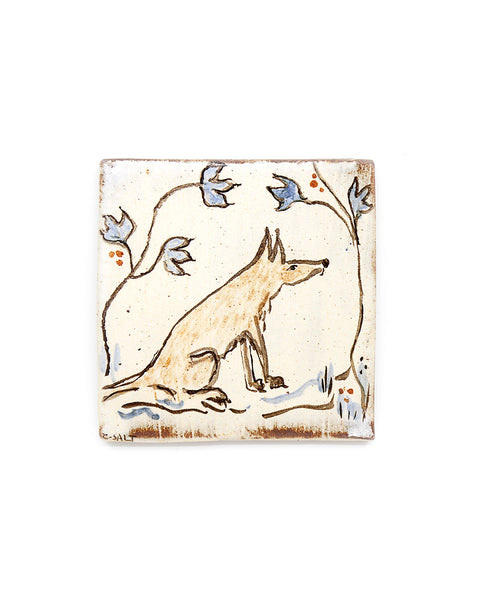 Tapestry Fox and Flowers (Handmade Tile)