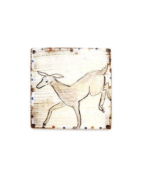 Tapestry Hopping Deer I (Handmade Tile)