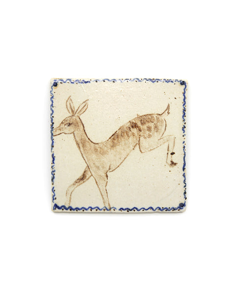 Tapestry Hopping Deer (Handmade Tile)