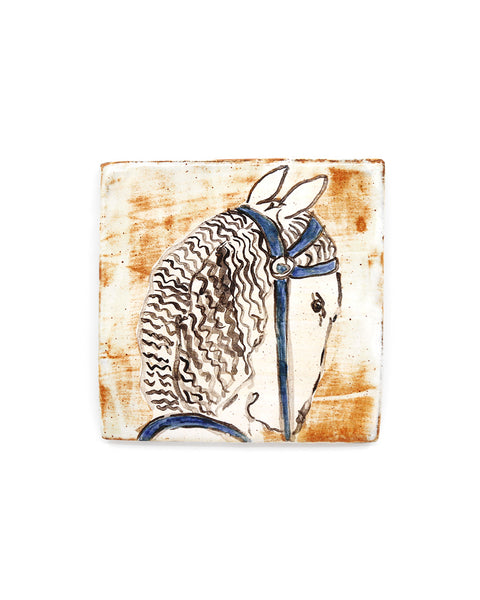 Tapestry Horse Head Looking Right III (Handmade Tile)