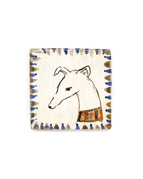 Tapestry Hound Head I (Handmade Tile)
