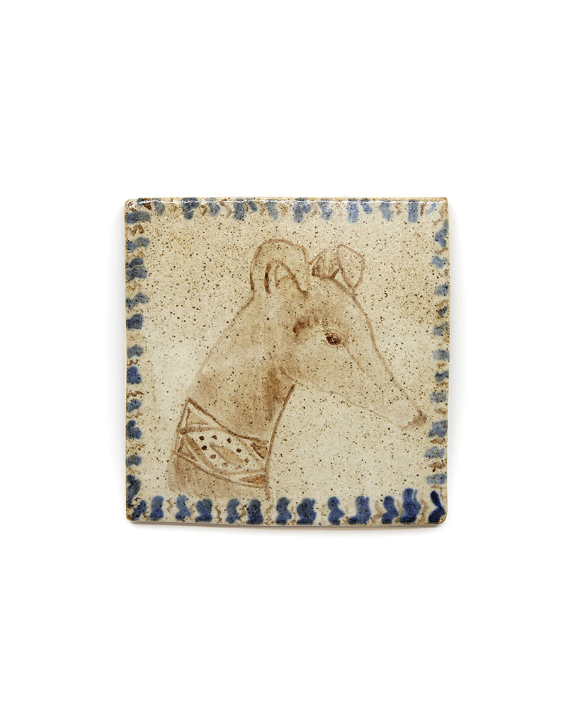 Tapestry Hound Portrait (Blue Edge) (Handmade Tile)