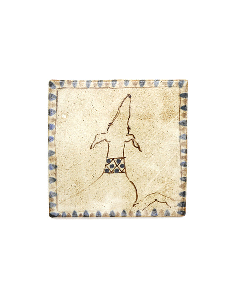 Tapestry Hound Sniffing Upward I (Handmade Tile)