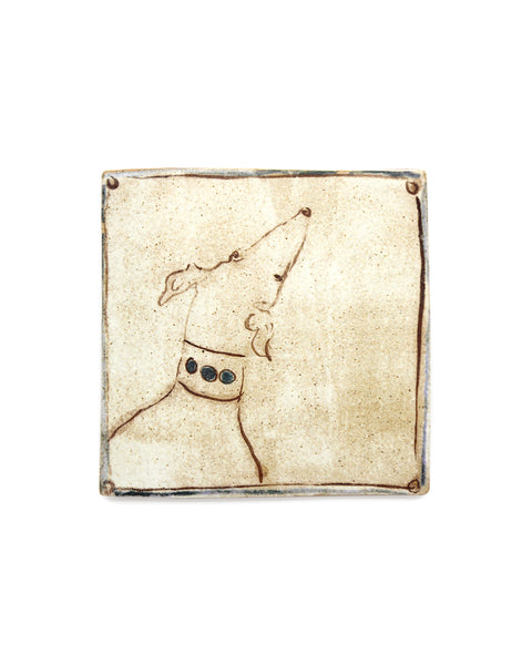Tapestry Hound Sniffing Upward II (Handmade Tile)