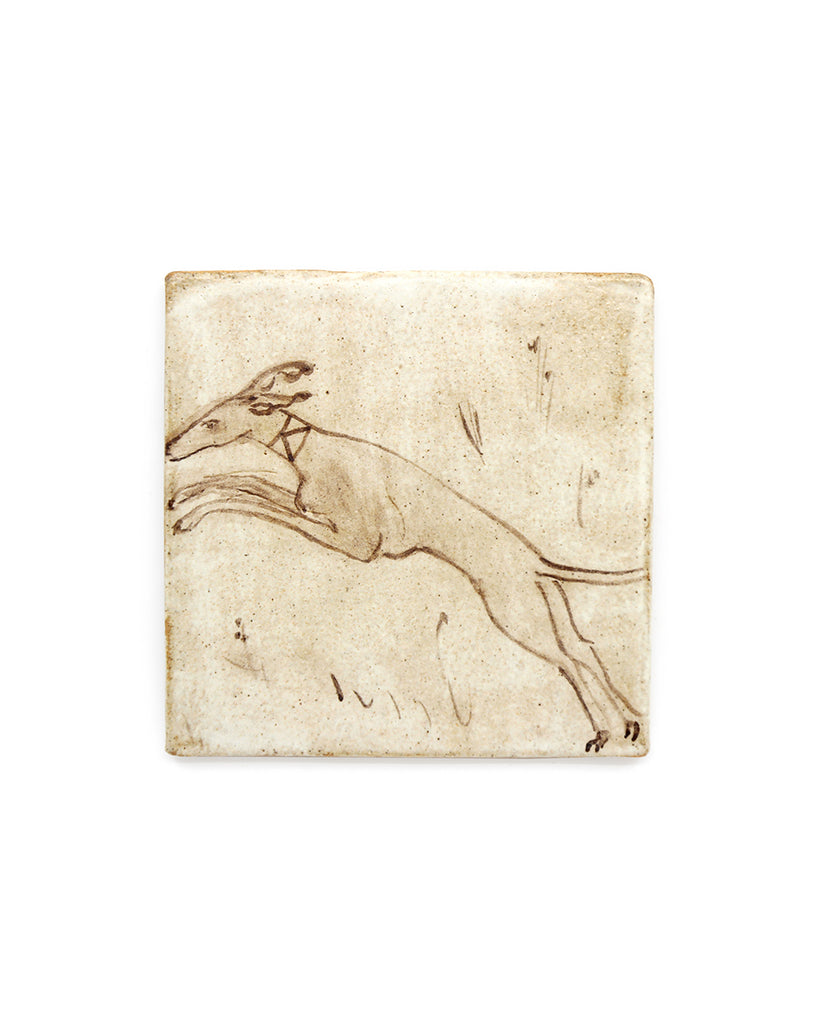 Tapestry Leaping Hound (Handmade Tile)