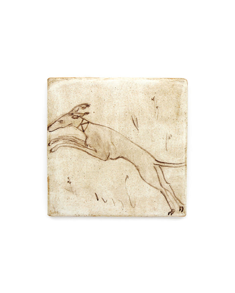 Tapestry Leaping Hound (Handmade Tile)