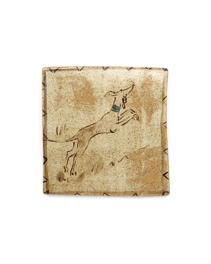 Tapestry Leaping Hound III (Handmade Tile)