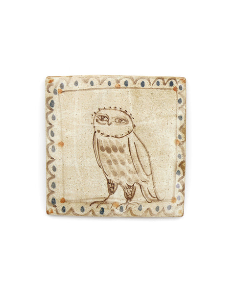 Tapestry Owl (with border) (Handmade Tile)