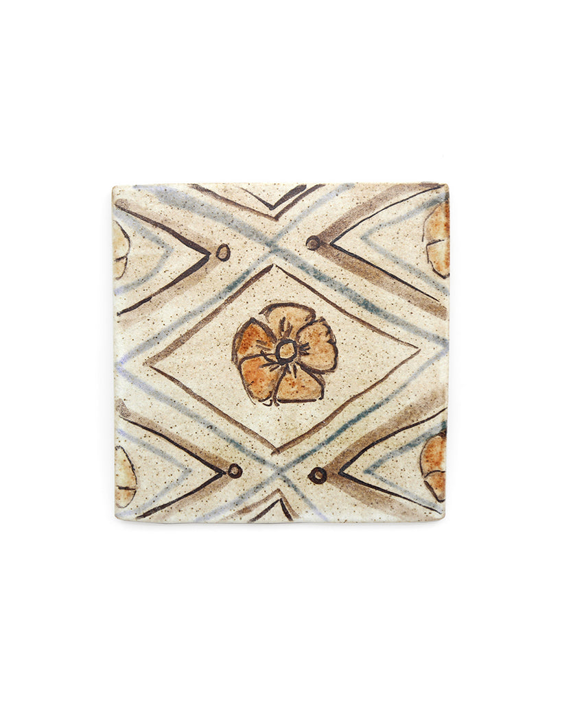 Tapestry Pattern with Flowers II (Handmade Tile)