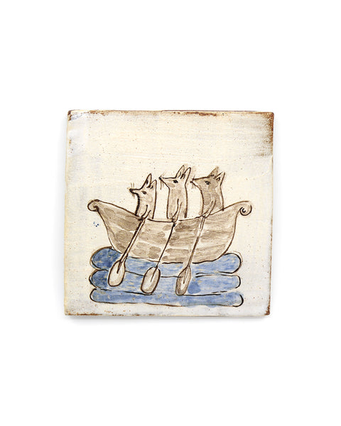 Tapestry Rats in a Boat I (Handmade Tile)