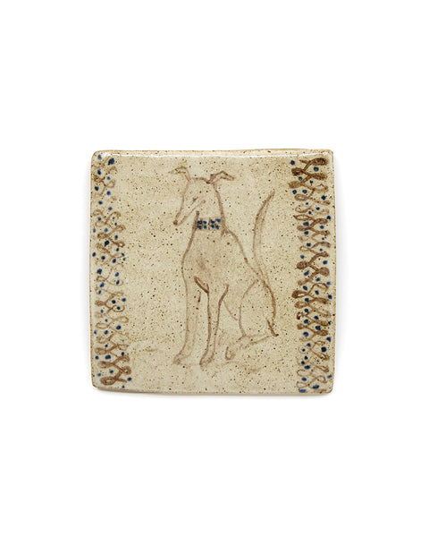 Tapestry Seated Hound (Handmade Tile)