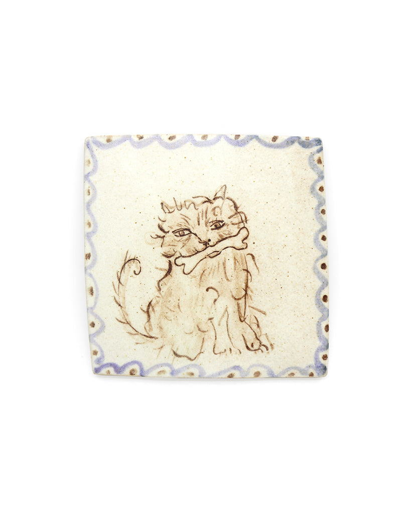 Tapestry Terrier with a Bone (Handmade Tile)