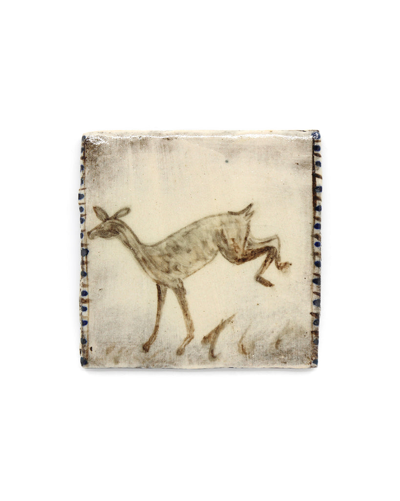 Tapestry Hopping Deer (Handmade Tile)