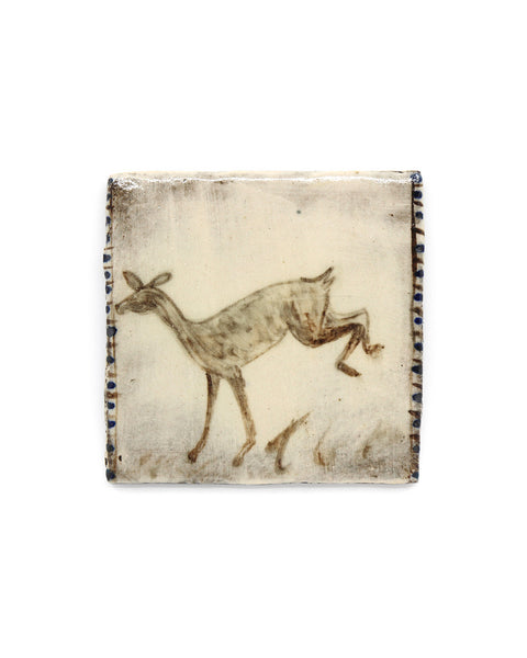 Tapestry Hopping Deer (Handmade Tile)