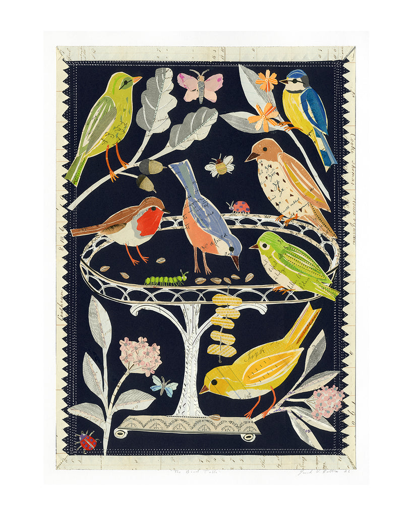 The Bird Table (Original Collage Framed)