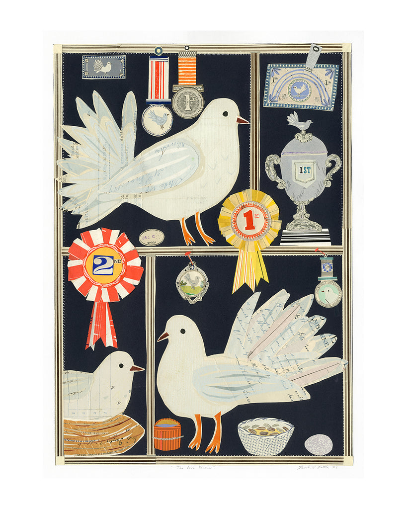 The Dove Fancier (Original Collage Framed)