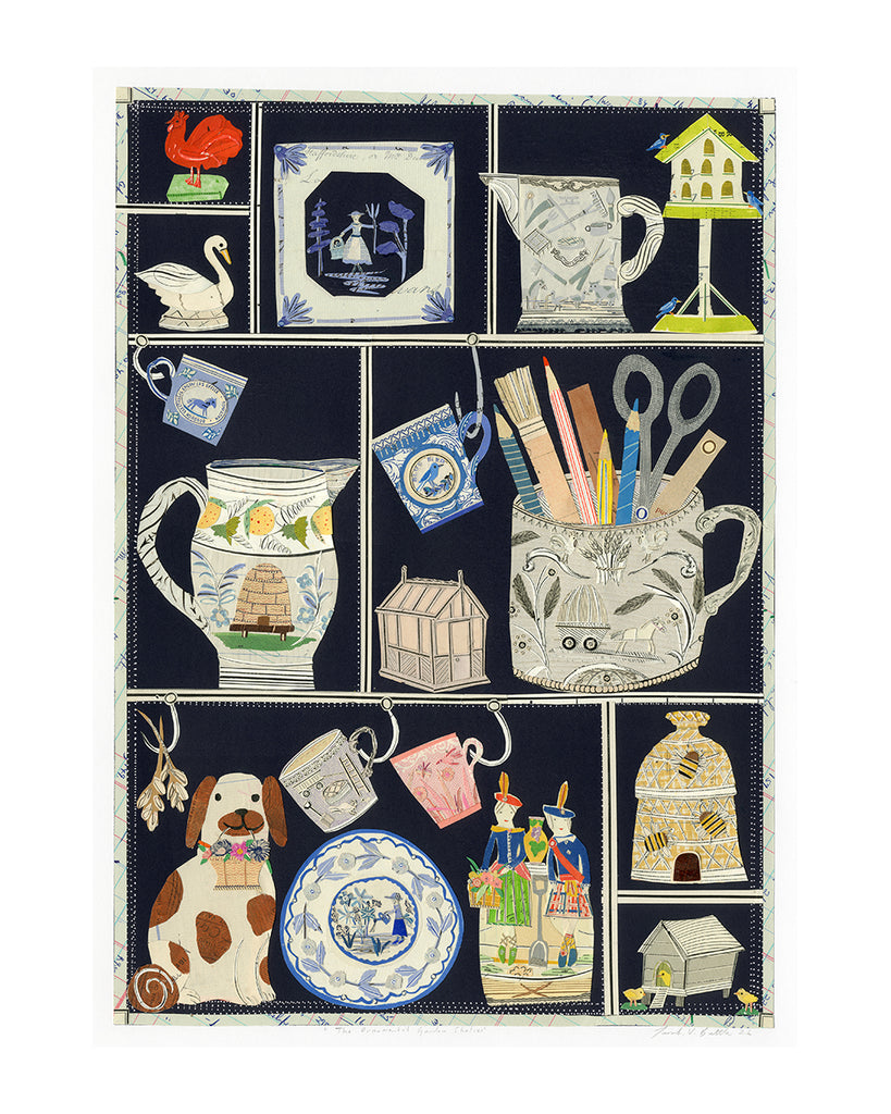 The Ornamental Garden Shelves (Original Collage Framed)