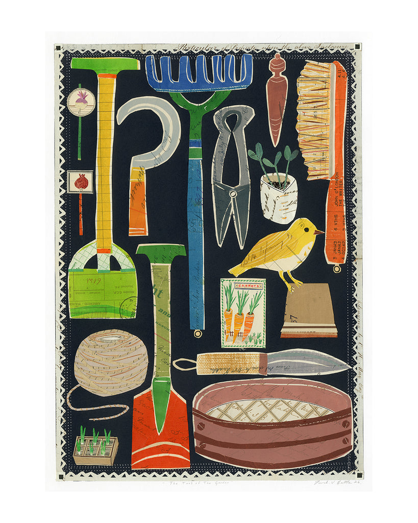 The Tools of the Garden (Original Collage Framed)