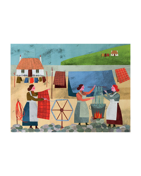 The Yarn-Dyers (Original Framed Collage)