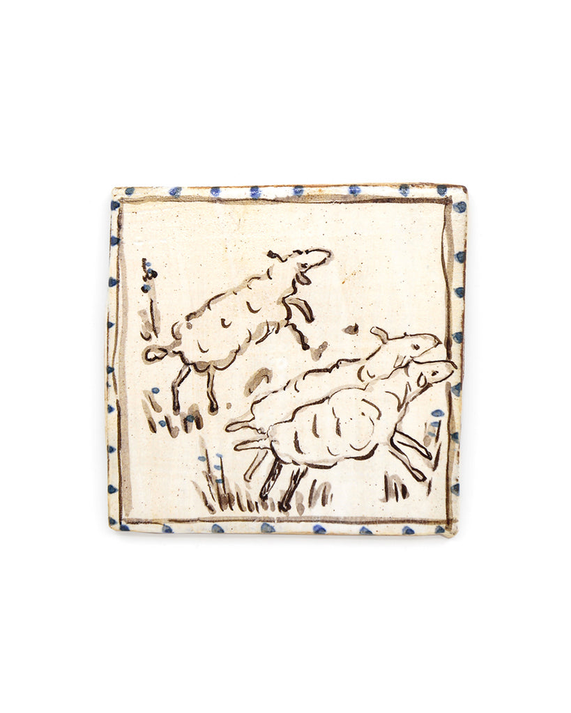Three Tapestry Sheep (Handmade Tile)