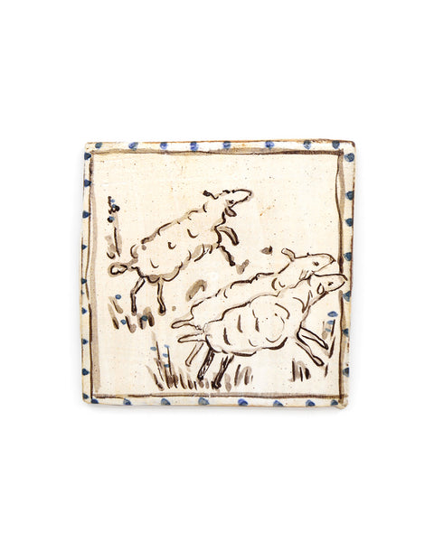 Three Tapestry Sheep (Handmade Tile)