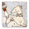 Two White Tapestry Hounds on the leash (Handmade Tile)
