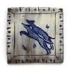 Two Leaping Hounds (Blue) (Handmade Tile)