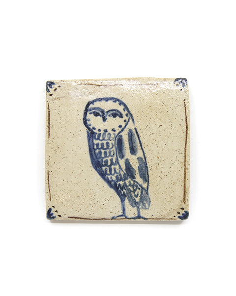 Watchful Blue Owl II (Handmade Tile)