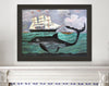 Whale & Sailing Ship (Original Framed Painting)