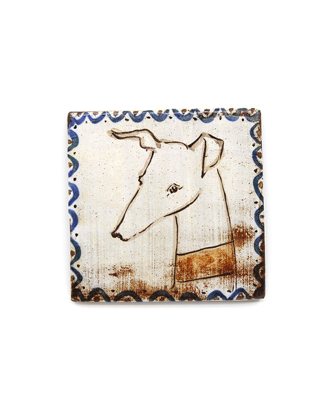 White Tapestry Hound (Handmade Tile)