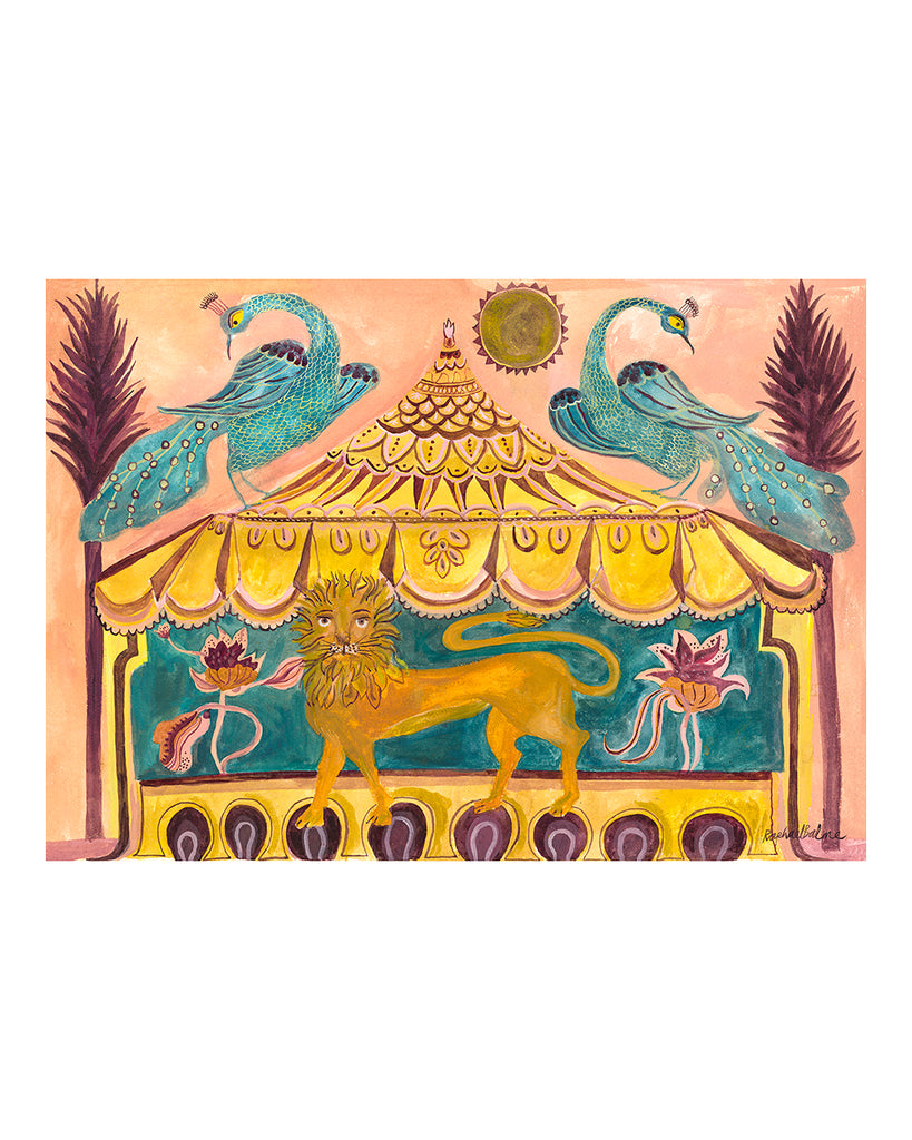 Lion & Peacock Tent (Original Framed Painting)