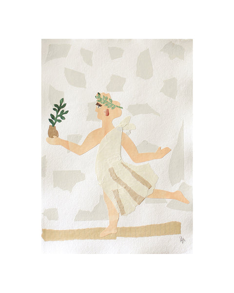 Athena and the Olive Tree (Original Framed Collage)