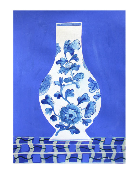 Blooming Blue (Large Original Painting, Framed)